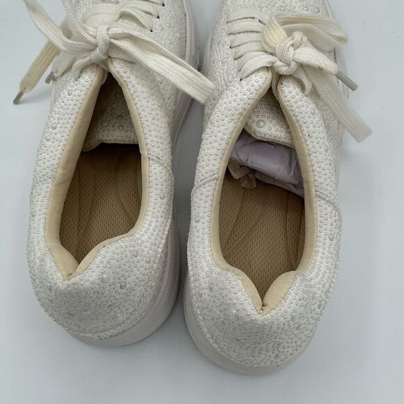 Elegant White Pearl Women's Sneakers size 8.5 New - Picture 6 of 6